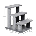 Cat Stairs 3 Steps with Play Ball, Plush Grey