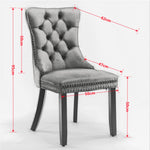 Nikki Collection Tufted Velvet Upholstered Dining Chair Nailhead Trim 2-Pcs Set - Blue