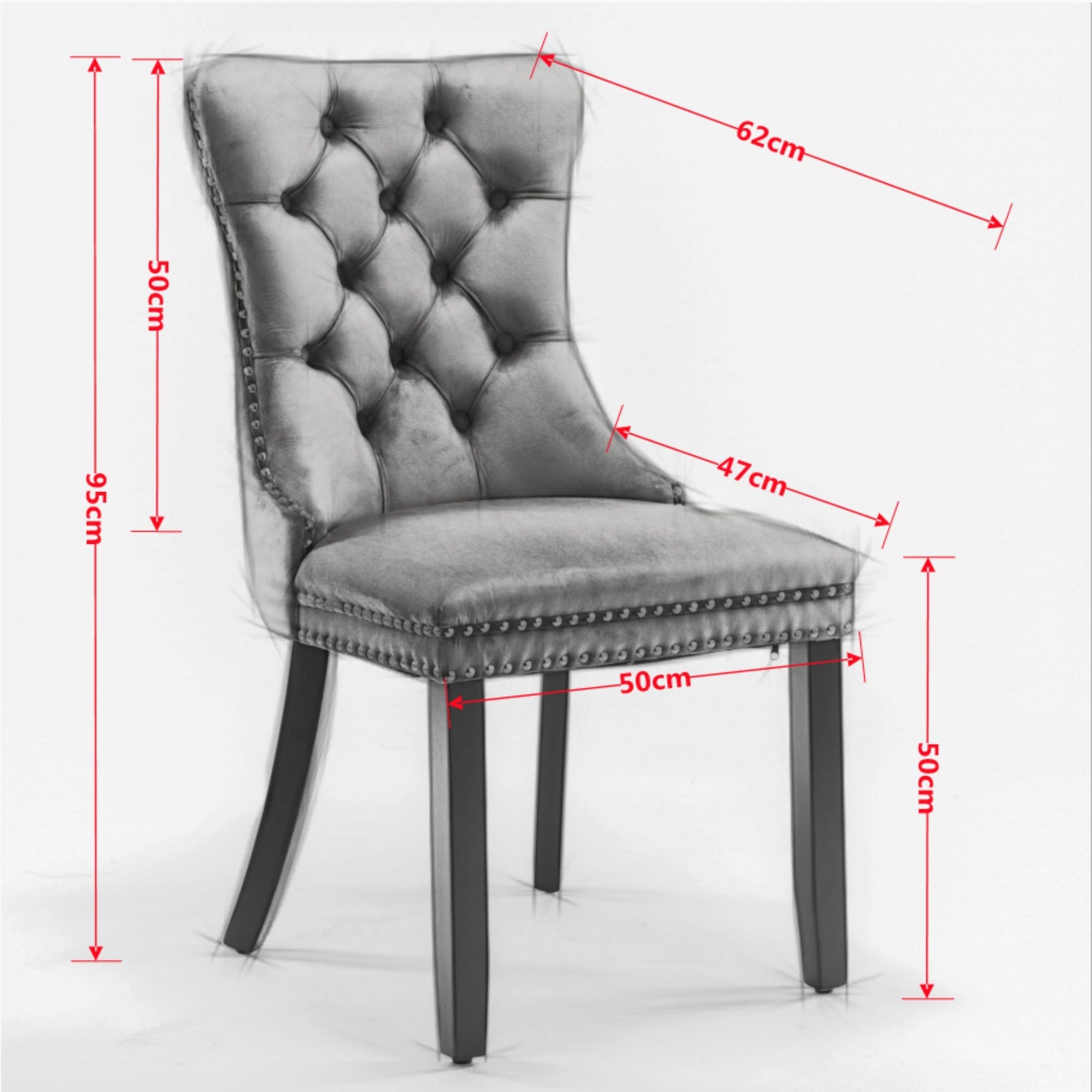 Nikki Collection Tufted Velvet Upholstered Dining Chair Nailhead Trim 2-Pcs Set - Blue