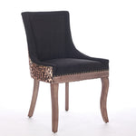 Ultra Side Dining Chair, Set of 2, Thick Fabric, Solid Wood Legs, Leopard Print Fabric