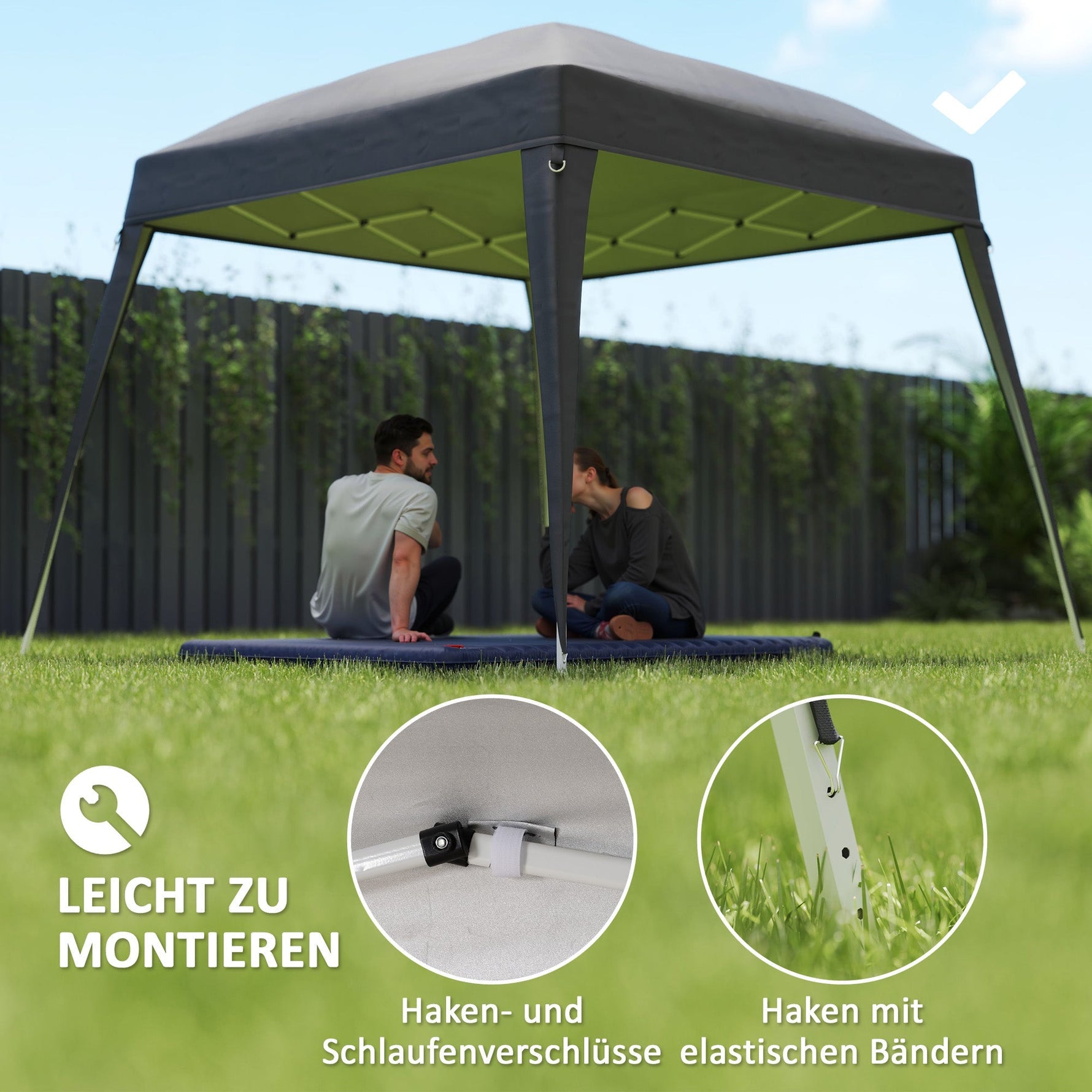 Gazebo Replacement Roof, 3x3m, Water-Repellent, Winter-Proof, Dark Grey