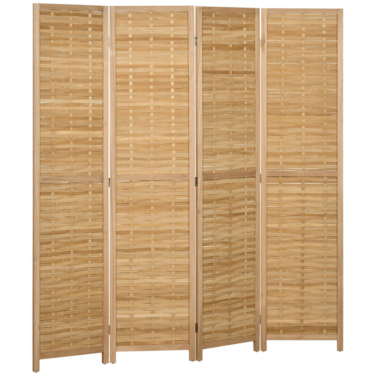 Folding Screen, 4-Panel Room Divider 160 x 170 cm, Bamboo Natural