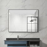 Bathroom Mirror 60x80 cm, HD Wall Mount, Black Aluminum Frame
