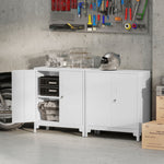 Metal Office Cabinet, Lockable Doors 2-Tier, White