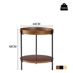 Modern Round Coffee Table with 2-Tier Tray and Iron Frame, Wood and Iron