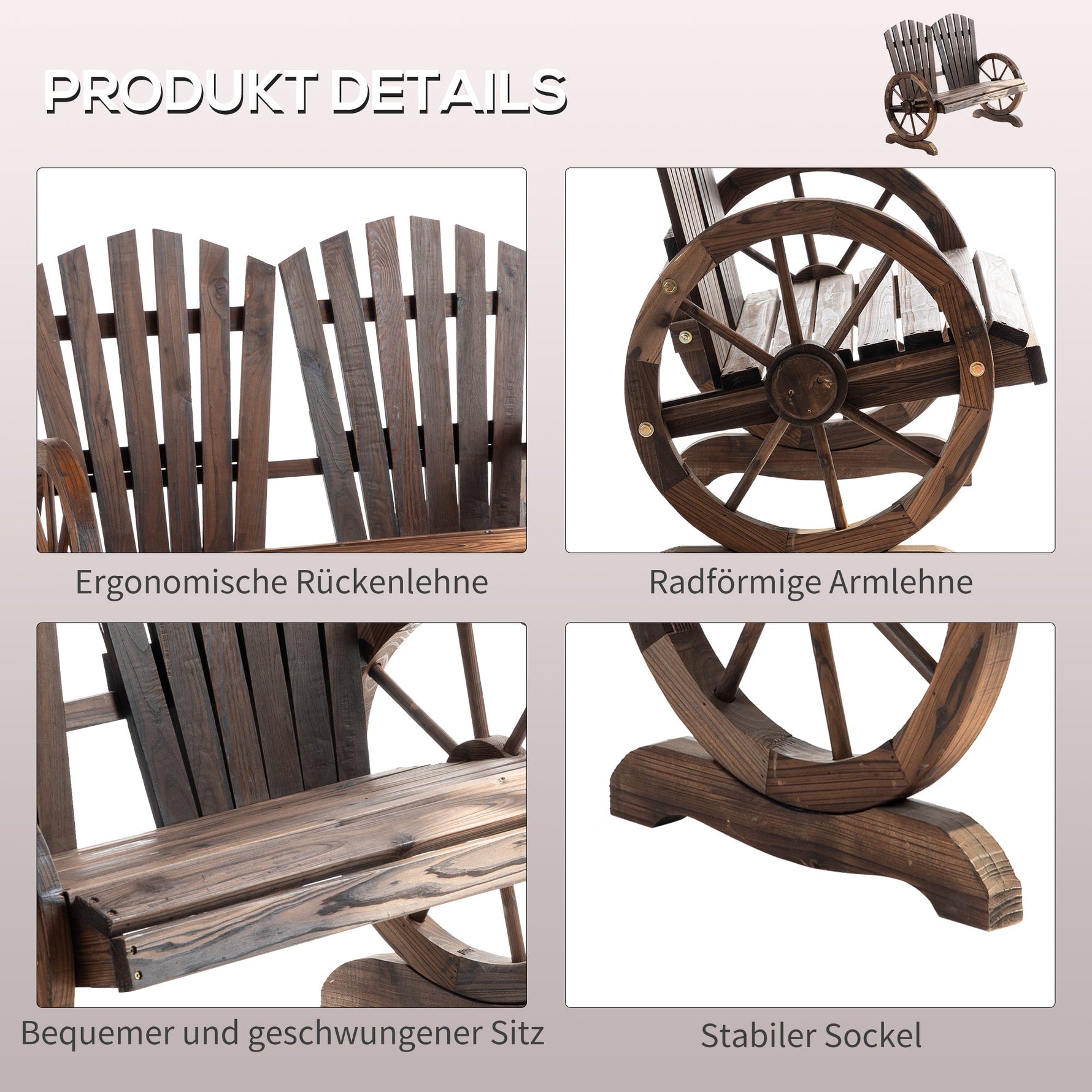 Garden Bench with Armrests, Solid Wood, Dark Brown