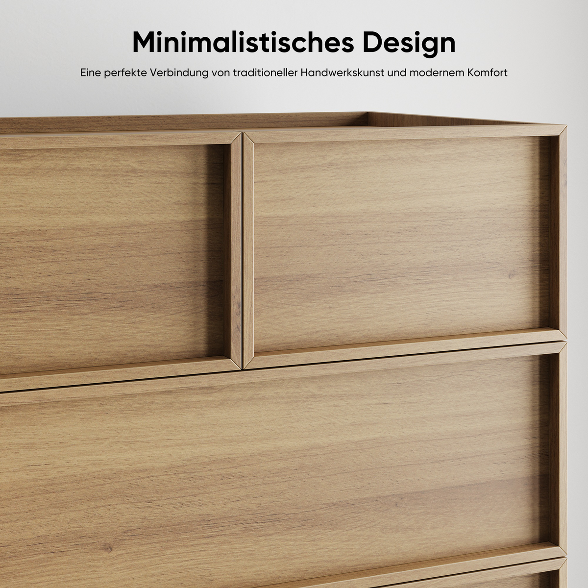 Chest of Drawers with 6 Drawers and Dressing Table, 80x48x127cm, Oak Color Wood
