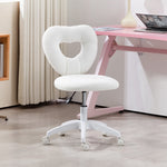Desk Chair, Swivel Home Office Chair with Heart-Shaped Backrest, Height-Adjustable, White