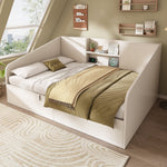 Hydraulic Daybed 140x190cm Double Bed Storage USB/Type-C Charging White Wood