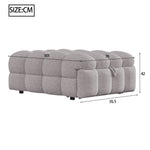 Upholstered Bed 2-in-1 Footstool Pull-Out Single Sofa Teddy Fabric Grey