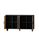 Rattan Storage Cabinet, 158cm 4-Door Decorative, Black
