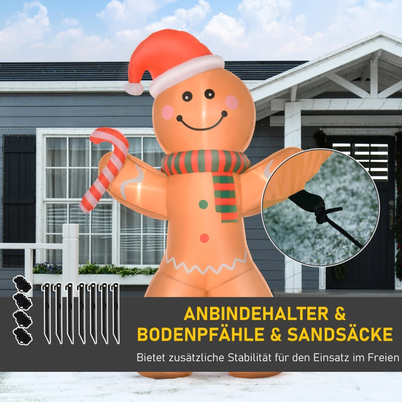Gingerbread Man, 2.4m LED Inflatable Decoration, Polyester