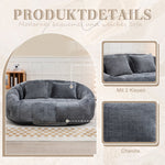 Bean Bag Sofa Chair, High Back Lounger for Adults/Kids, Indoor/Outdoor - Gray Chenille