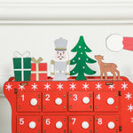 Advent Calendar, 24 Compartments Christmas Box, MDF Board Red