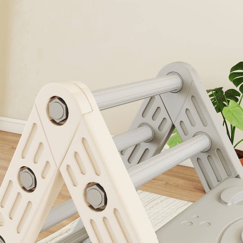 Indoor Climbing Frame 5-in-1 Triangle with Slide and Arch, Grey and White