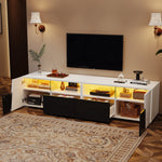 High-Gloss TV Stand 180cm LED 2 Drawers 2 Cabinets For 80 Inch TV - White/Black