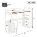 Bunk Bed Children's Storage Shelf Safety Railing Angled Ladder 90x200cm, Pine Chipboard White