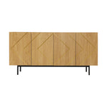 Sideboard living room buffet cabinet with 4 doors and metal inlay natural wood