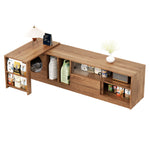 Modern Rotating TV Cabinet Extendable Pet-Friendly Glass Doors 180(+80)x40x50 cm - Walnut