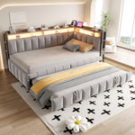 Upholstered Sofa Bed 90x200cm with Pull-Out Bed, Light Grey Velvet