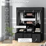 Fabric Wardrobe, Folding, 3 Drawers, Black