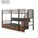 Iron Loft Bed with Hydraulic Function, Padded Backrest and Safety Ladder, 90x200cm, Black PU