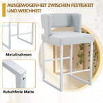 Nordic Bar Chairs Set of 2 Modern Square Design Silver Metal Legs Light Grey