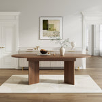 Extendable Dining Table, 140/180 x 90 cm, 6-8 People with Rounded Corners, Walnut