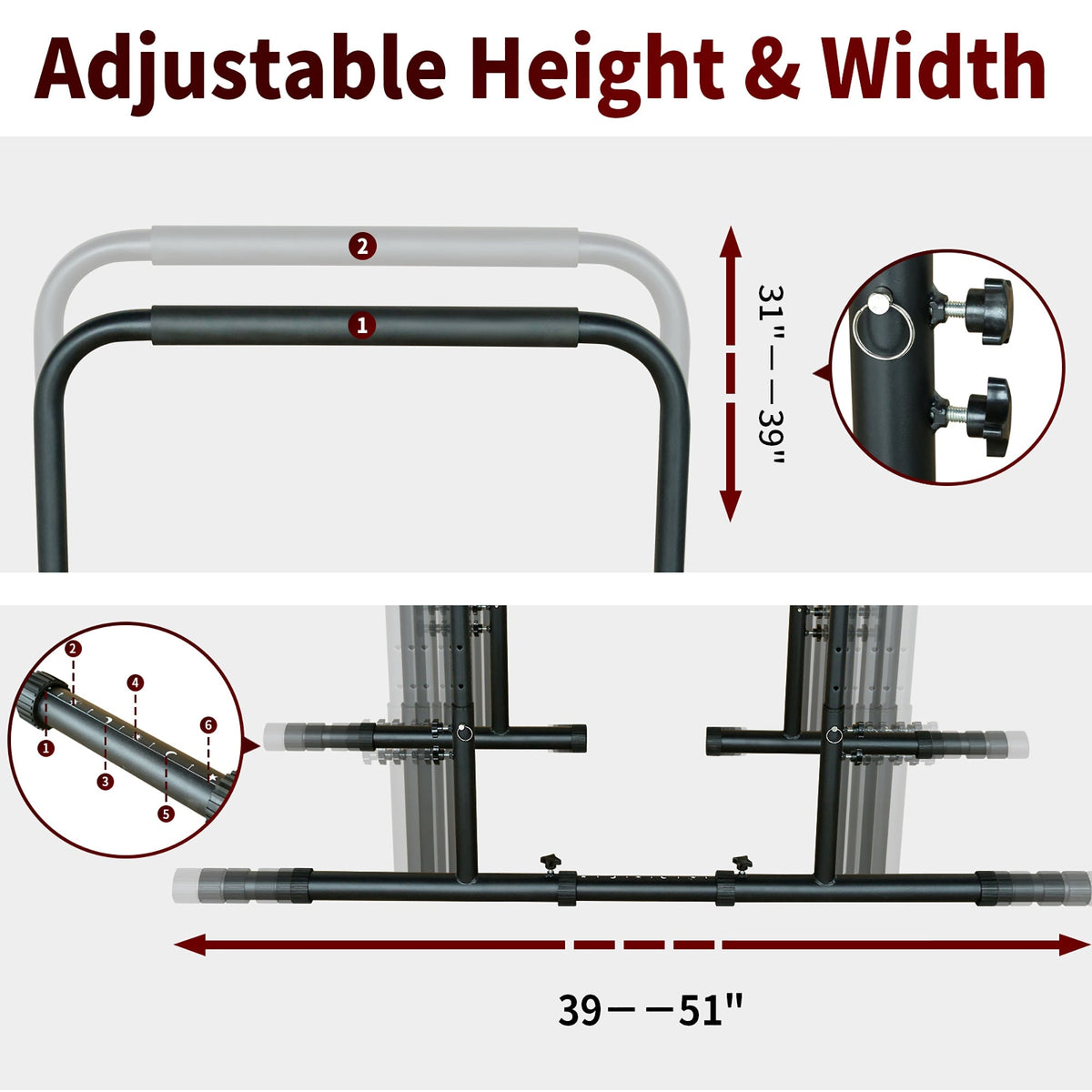 Parallel Bars, Adjustable Height, Heavy-Duty Steel