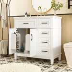 Bathroom Vanity Unit with Ceramic Sink and Soft-Close Drawers, White and Black