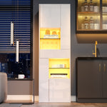 Display Cabinet Tall, LED High-Gloss 1 Drawer 4 Cabinets 55x38x170cm, White
