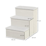 Pet Stairs, Foldable 3 Steps with Storage, MDF White