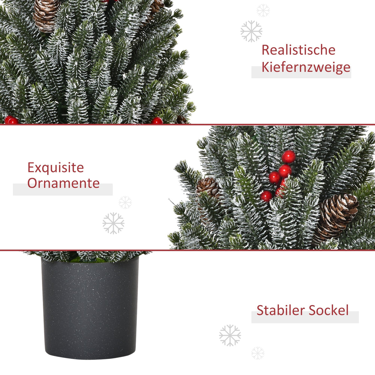 Artificial Christmas Tree Table 170 Branches Snowy Berries Pine Cones Plastic