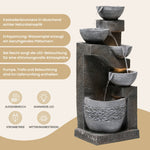 Garden Fountain with LED Lighting and Water Pump, Artificial Stone, Grey