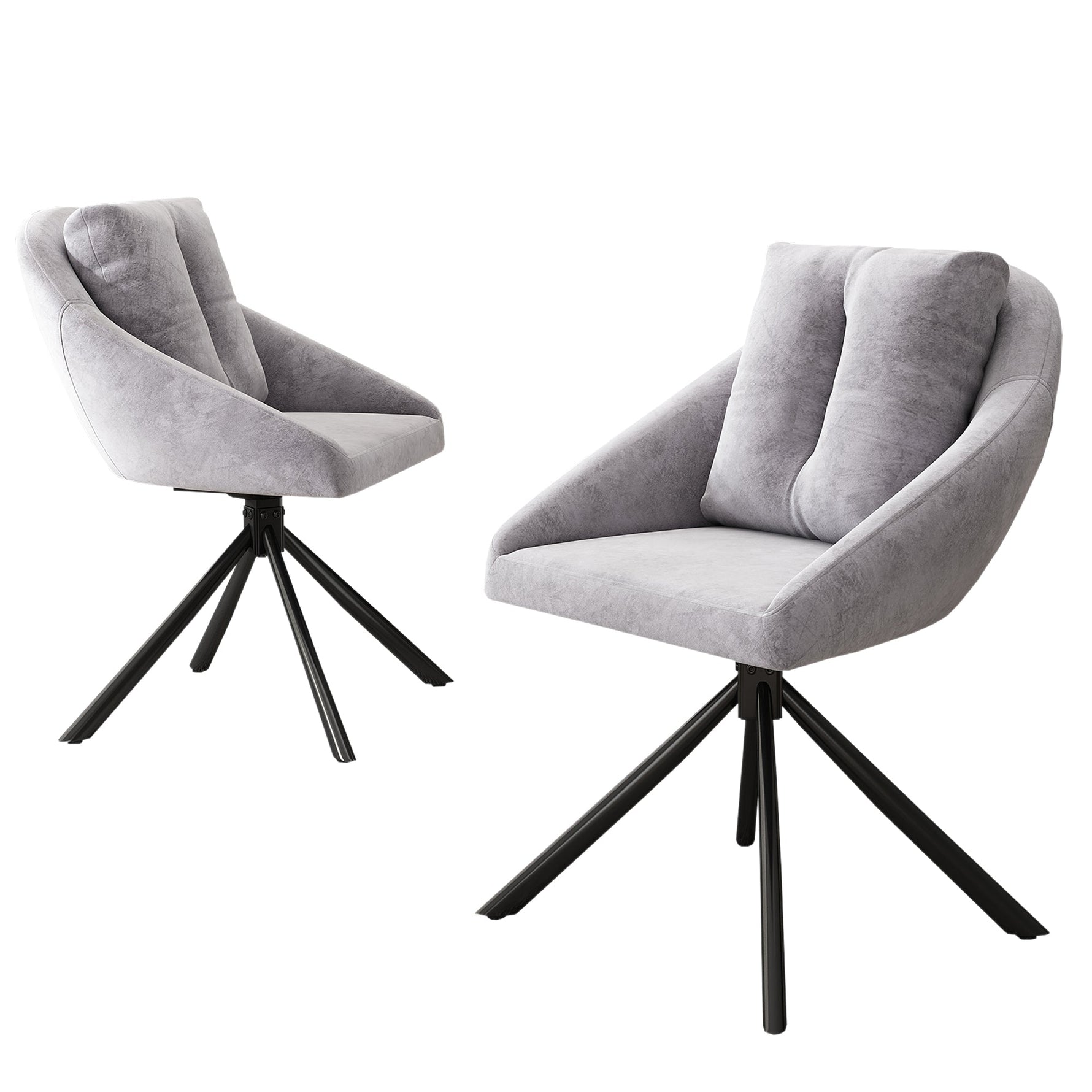 Swivel Dining Chair with Ergonomic Design and Breathable Fabric, Grey Velvet