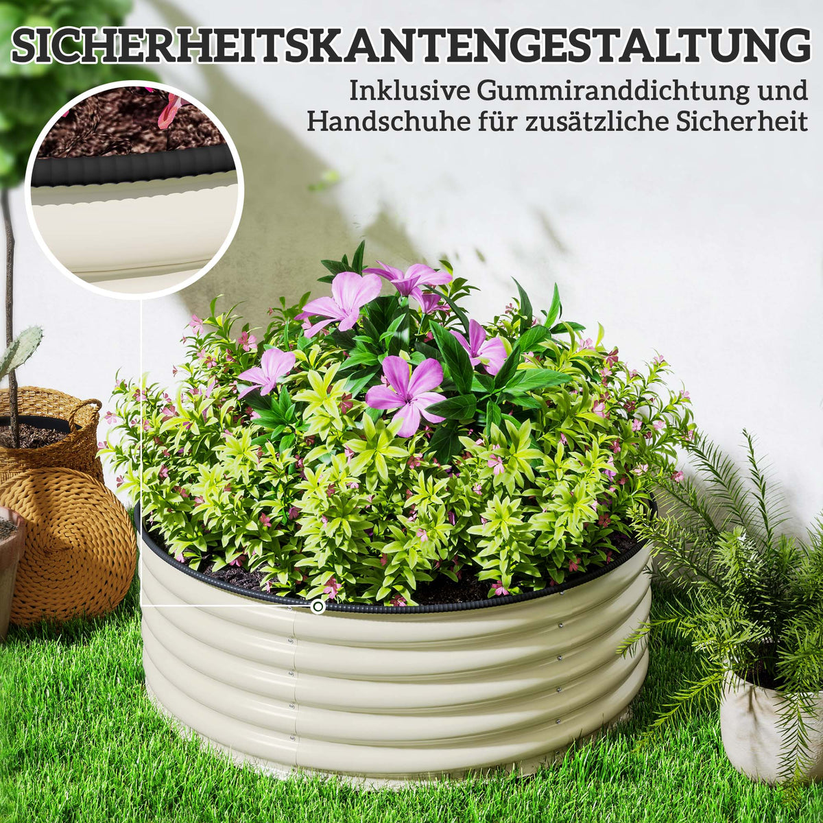 Raised Bed, Steel, 120x120x43cm, Steel