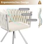 Velvet Dining Chair, Set of 4 Luxury Swivel Leisure Chairs with Metal Legs, Beige and Silver