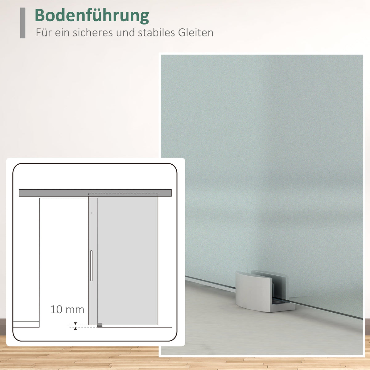 Glass Sliding Door Complete Set, Interior with Handle Bar, 2050x900mm, Frosted Glass