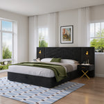 Adjustable Bed Frame with Storage Benches & LED Lights, Velvet