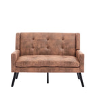 2-Seater Linen Bench with Button Tufting and Solid Wood Legs, Premium Linen