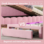 Daybed with LED Light, Hydraulic Storage and USB Charging, Pink Imitation Fleece