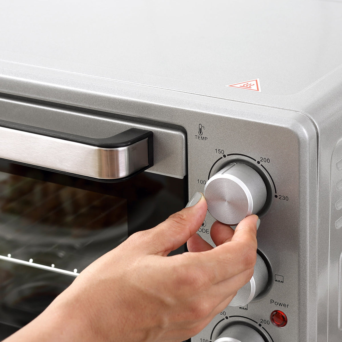 Mini Oven 32L 1600W Electric with Slag Tray, Stainless Steel & Glass, Silver