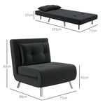 Folding Armchair, Bed Function Single Sofa, Velvet Black