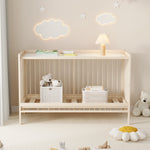 Wooden Baby Bed 140x60cm Multifunctional Convertible Side Bed Desk Height-Adjustable Spruce Natural