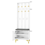 Wardrobe Set with Shoe Bench and Cushion, Front with Hooks