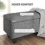 Storage Bench Upholstered with Wooden Legs 138x40x45cm, Dark Grey Linen