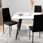Set of 4 Dining Chairs Armless Fabric Upholstery Metal Legs - Black