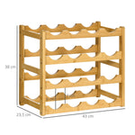 Bamboo Wine Rack, 16 Bottles, Natural Wood