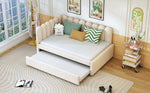 L-shaped Upholstered Bed, Sofa Bed 140x200 cm, Floral Backrest, Pull-Out Bed, Beige Velvet