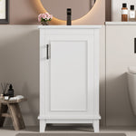 Floor-standing Bathroom Vanity Unit with Integrated Ceramic Sink and Adjustable Shelves, White